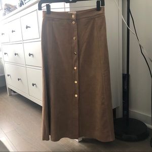 Aritzia Wilfred faux suede midi skirt